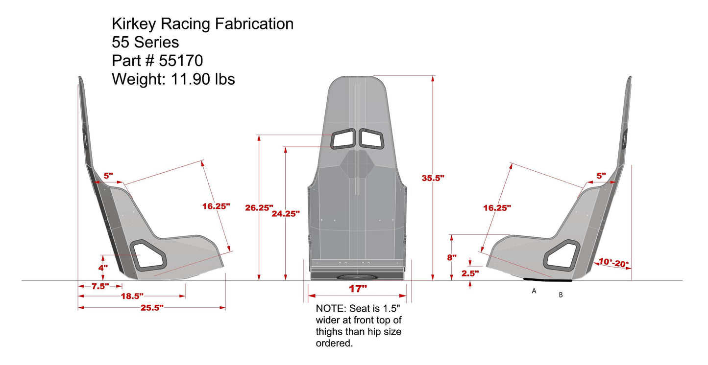 Kirkey Racing 55 Series 15in. & 16in. Pro Street Drag Black Vinyl Seat Cover Only - Blemished