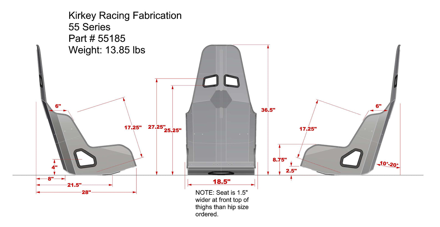Blemished - 55 Series 18.5in. Pro Street Drag Seat - Aluminum Drag Seat