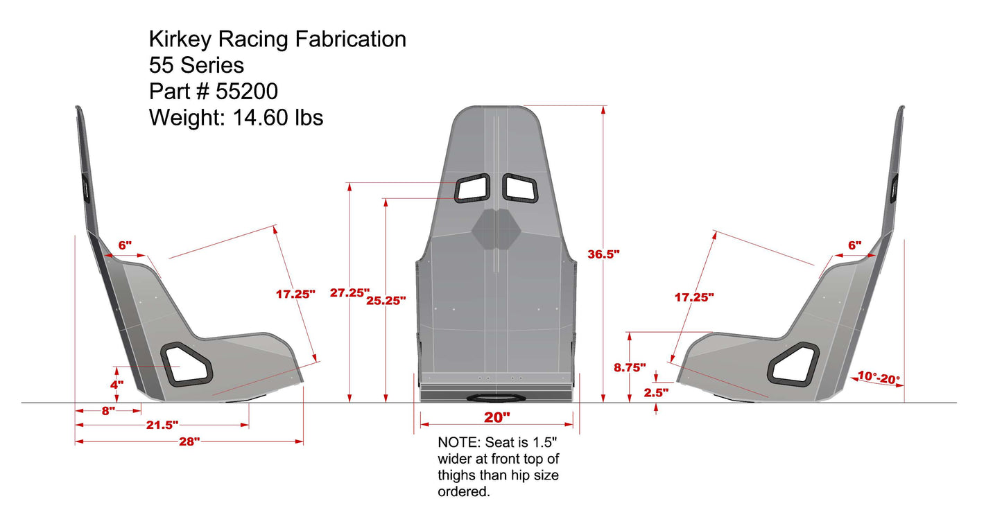Blemished - 55 Series 20in. Pro Street Drag Seat - Aluminum Drag Seat