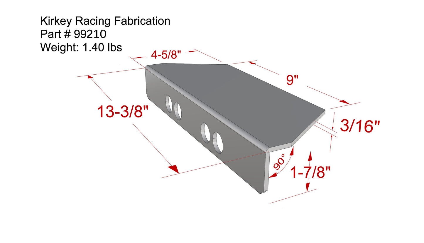 Kirkey Racing 3/16" Aluminum Rear Seat Mount - 16 / 72 / 78 / 80 / 81 / 83 / 85 / 86 / 93 / 95 / 96 Series